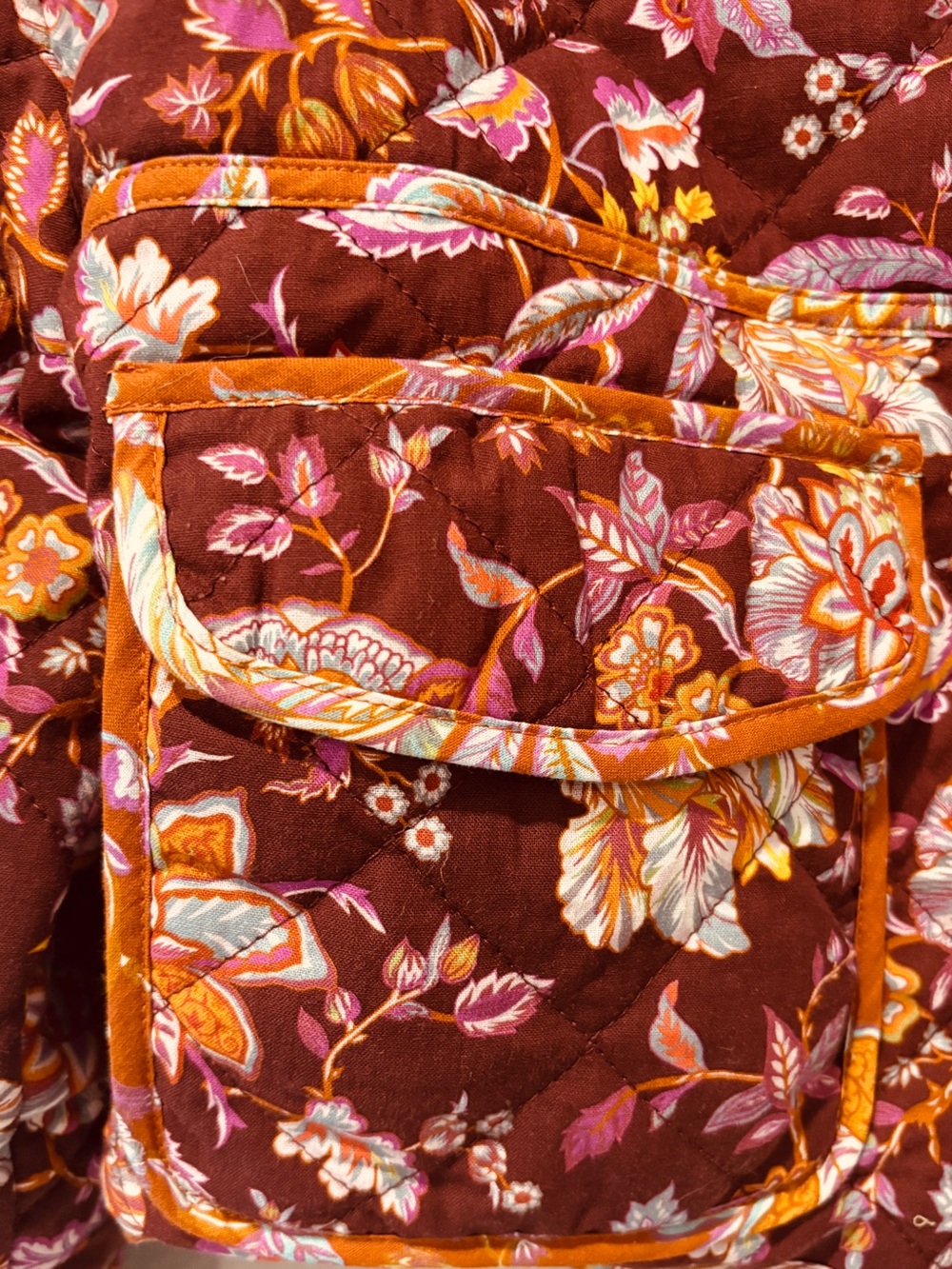 7 For All Mankind Burgundy Floral Quilted Cropped Patchwork Lightweight Fall - Picture 3 of 13